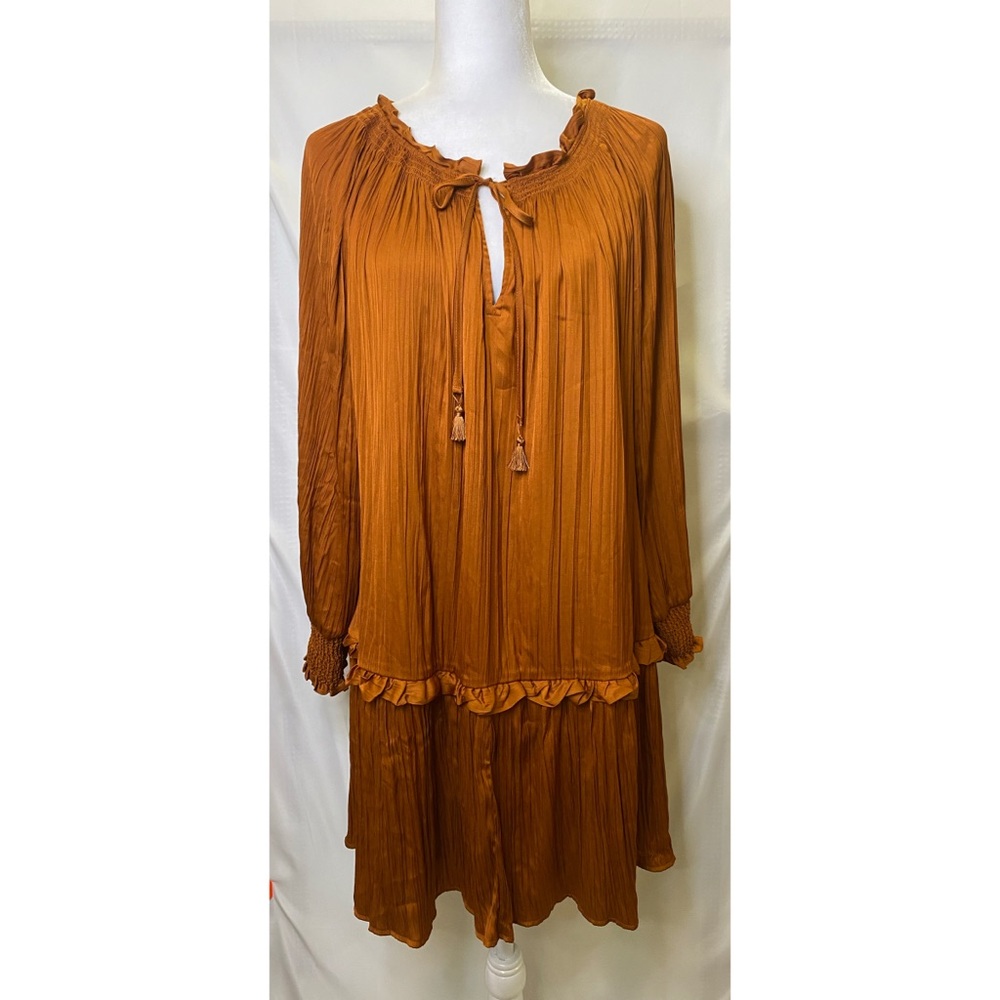 Anthropologie BOHO flowy burnt orange dress 14